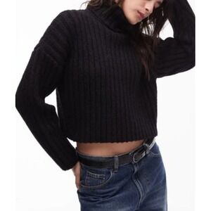 Topshop Women Sweater Medium 8-10 NWT Turtleneck Crop Chunky Ribbed Knit